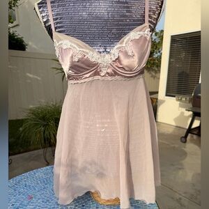 Gilligan & O'Malley Blush Satin Chemise with Lace